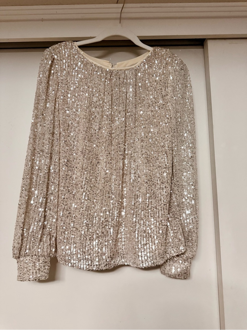 She + Sky Champagne Sequin Long-Sleeve Blouse